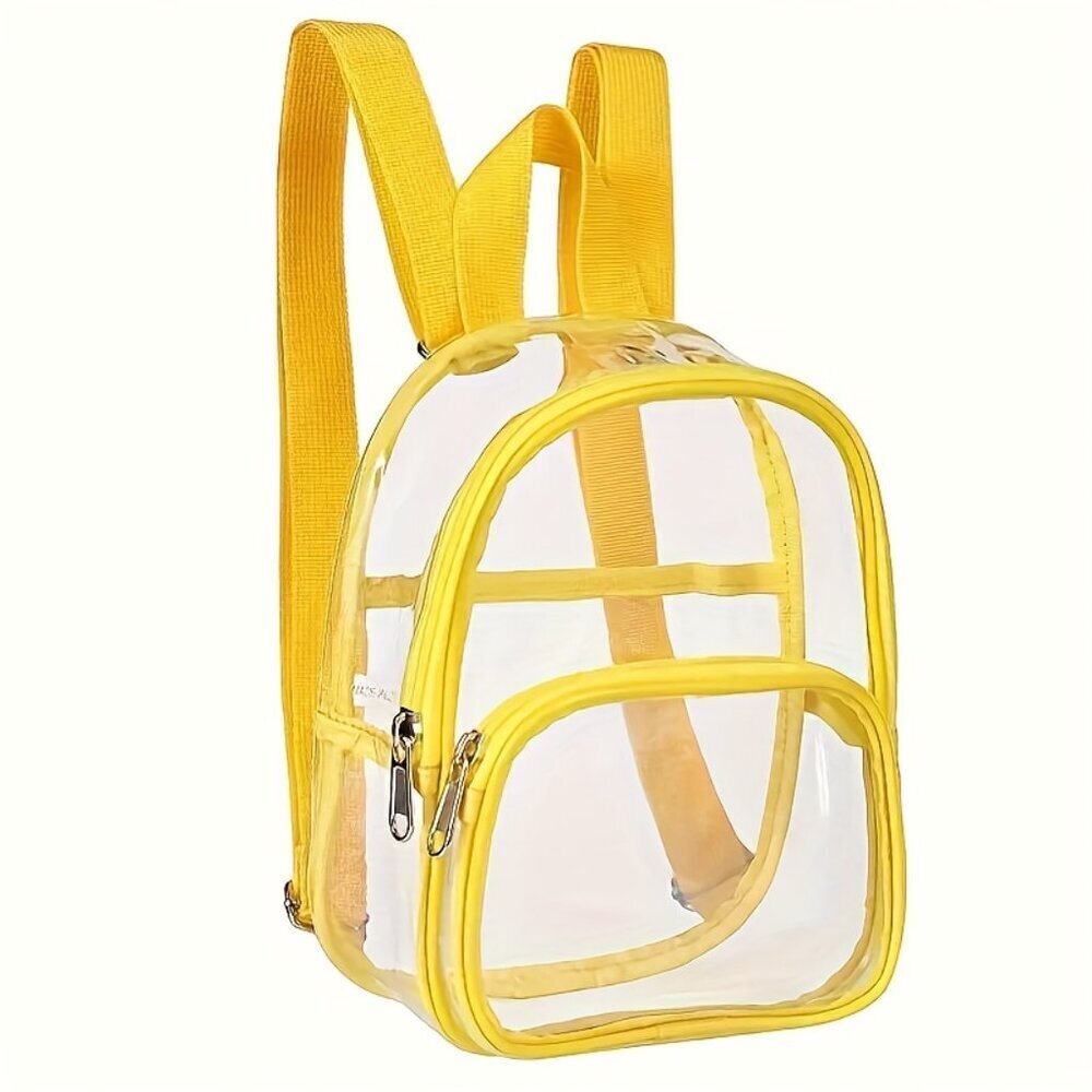 Clear Stadium Backpack Yellow Trim Waterproof PVC Concert Game Bag